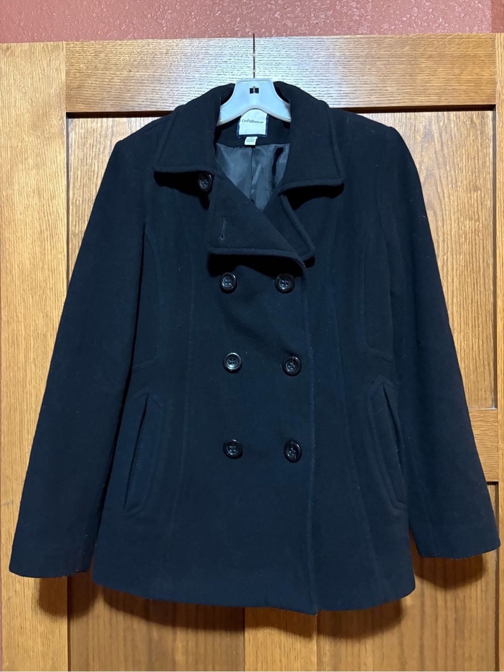 croft & barrow Black Double-Breasted Peacoat